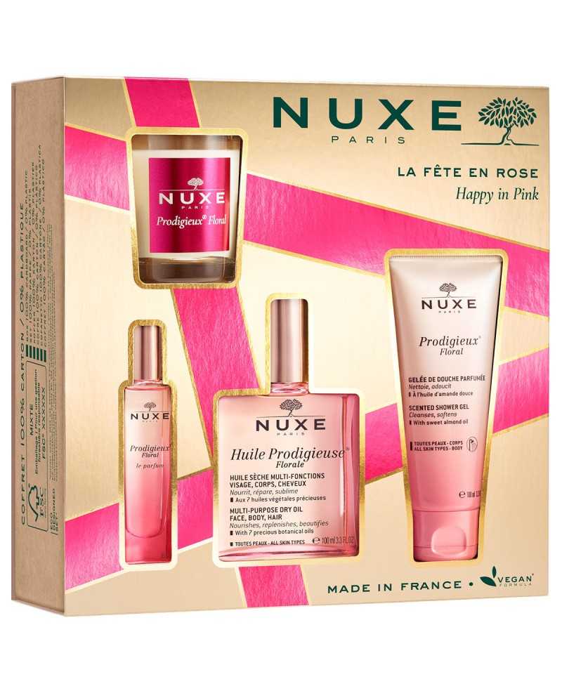 NUXE COFRE HUILE FLORAL+GEL FLORAL+PERFUM+VELA