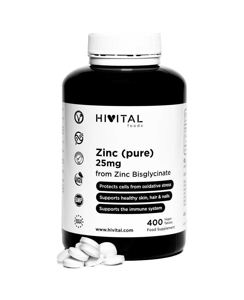 HIVITAL ZINC 25 MG 400 TABLETAS VEGANAS